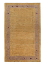 34633 Persian Rug Gabbeh Handmade Area Tribal 4'0'' x 6'6'' -4x7- Yellow Gold Open Design
