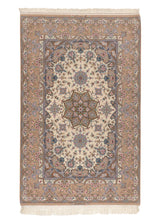 34642 Persian Rug Isfahan Handmade Area Traditional 4'3'' x 6'7'' -4x7- Purple Whites Beige Floral Moein Design