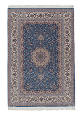 34646 Persian Rug Isfahan Handmade Area Traditional 4'5'' x 6'6'' -4x7- Blue Floral Davari Design