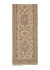 34657 Persian Rug Tabriz Handmade Runner Traditional 3'1'' x 13'11'' -3x14- Whites Beige Purple Naghsh Floral Design
