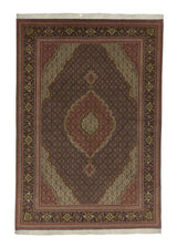34674 Persian Rug Tabriz Handmade Area Traditional 6'8'' x 9'8'' -7x10- Red Blue Green Mahi Fish Design