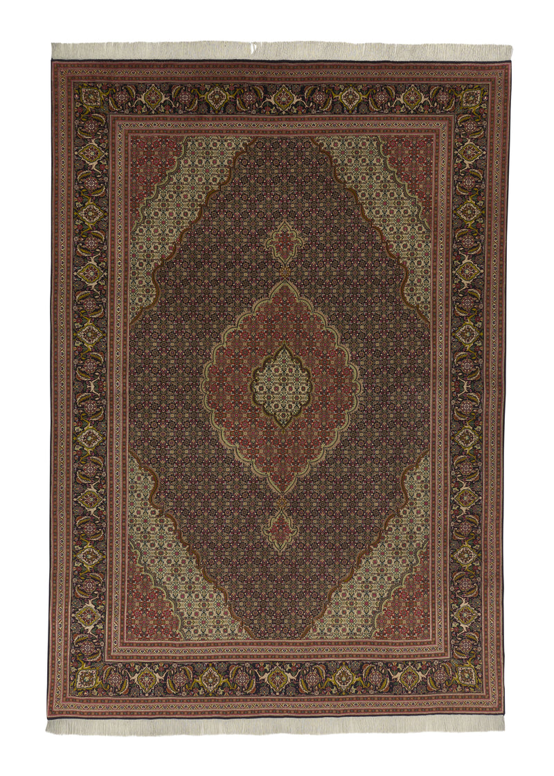 34674 Persian Rug Tabriz Handmade Area Traditional 6'8'' x 9'8'' -7x10- Red Blue Green Mahi Fish Design