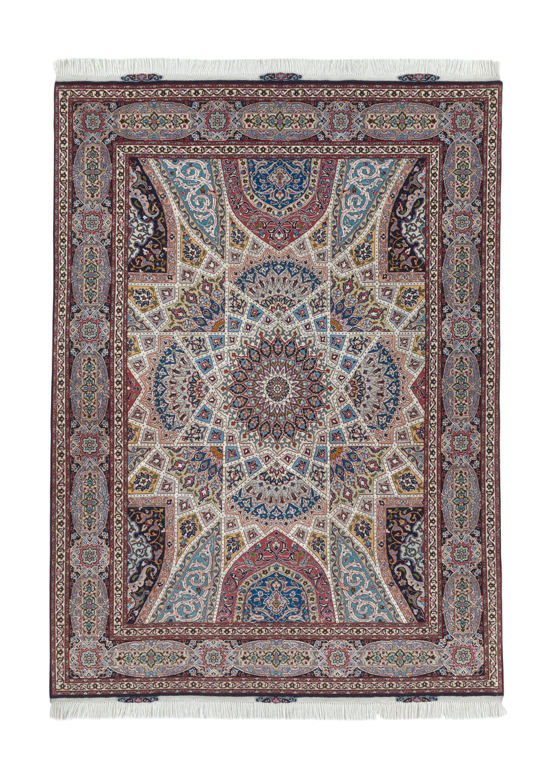 34678 Persian Rug Tabriz Handmade Area Traditional 5'0'' x 6'10'' -5x7- Multi-color Red Dome Design