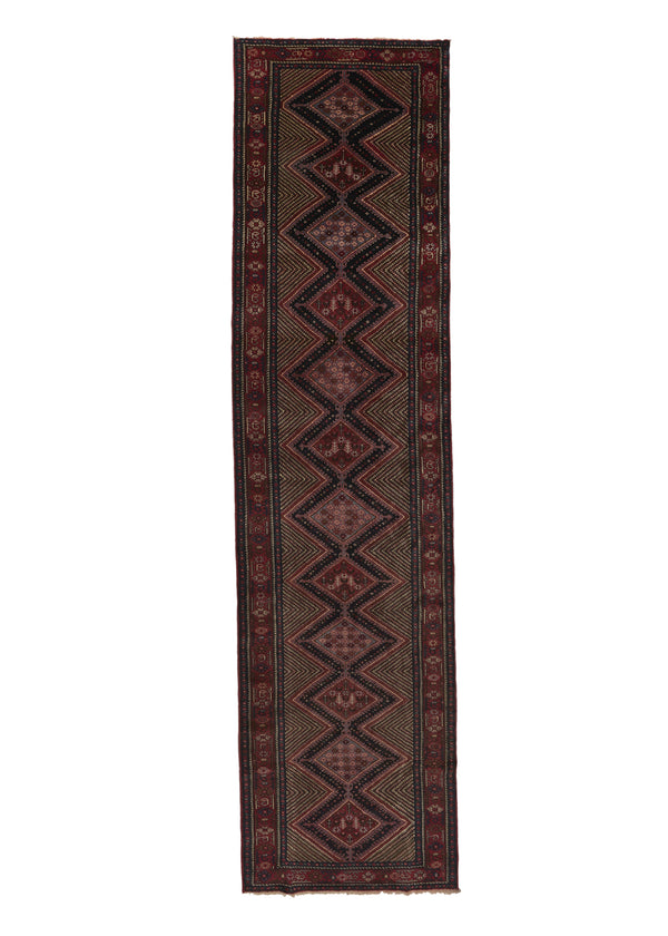 34709 Persian Rug Quchan Handmade Runner Tribal 4'0'' x 15'6'' -4x16- Red Blue Geometric Design