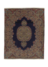 34713 Persian Rug Kerman Handmade Area Traditional 6'5'' x 8'0'' -6x8- Blue Pink Open Field Floral Design