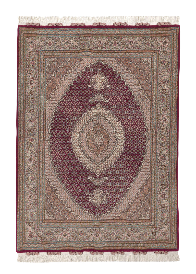 34717 Persian Rug Tabriz Handmade Area Traditional 4'11'' x 6'11'' -5x7- Red Pink Mahi Fish Design