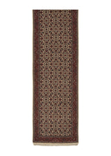34729 Persian Rug Bijar Handmade Runner Traditional 2'6'' x 9'6'' -3x10- Red Whites Beige Herati Design