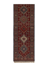 34730 Persian Rug Yalameh Handmade Runner Tribal 2'8'' x 12'10'' -3x13- Red Geometric Design