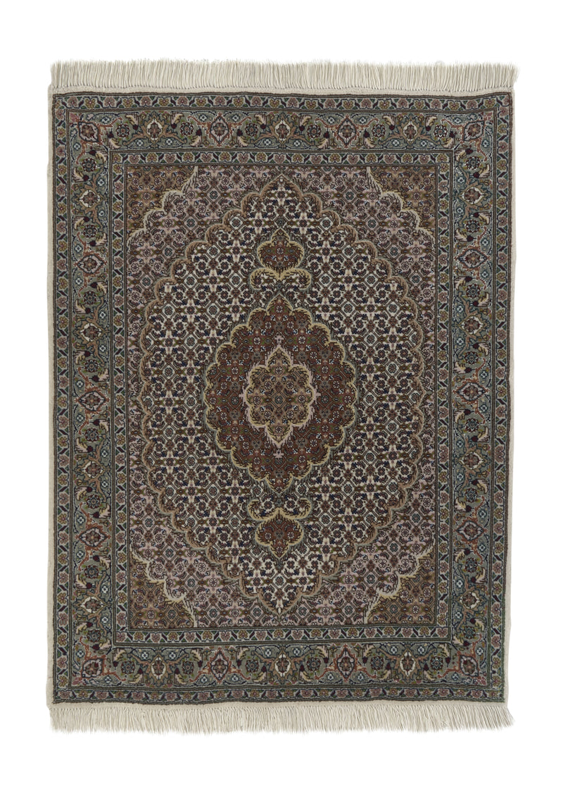 34732 Persian Rug Tabriz Handmade Area Traditional 2'9'' x 3'8'' -3x4- Whites Beige Brown Gray Mahi Fish Design
