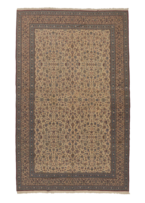 34753 Persian Rug Toodeshk Handmade Area Traditional 12'4'' x 19'8'' -12x20- Whites Beige Blue Floral Design
