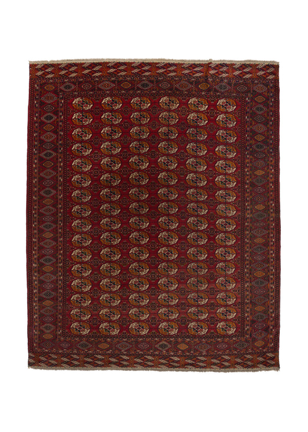 34757 Persian Rug Turkmen Handmade Area Tribal 9'8'' x 11'6'' -10x12- Red Bokhara Elephant Foot Design