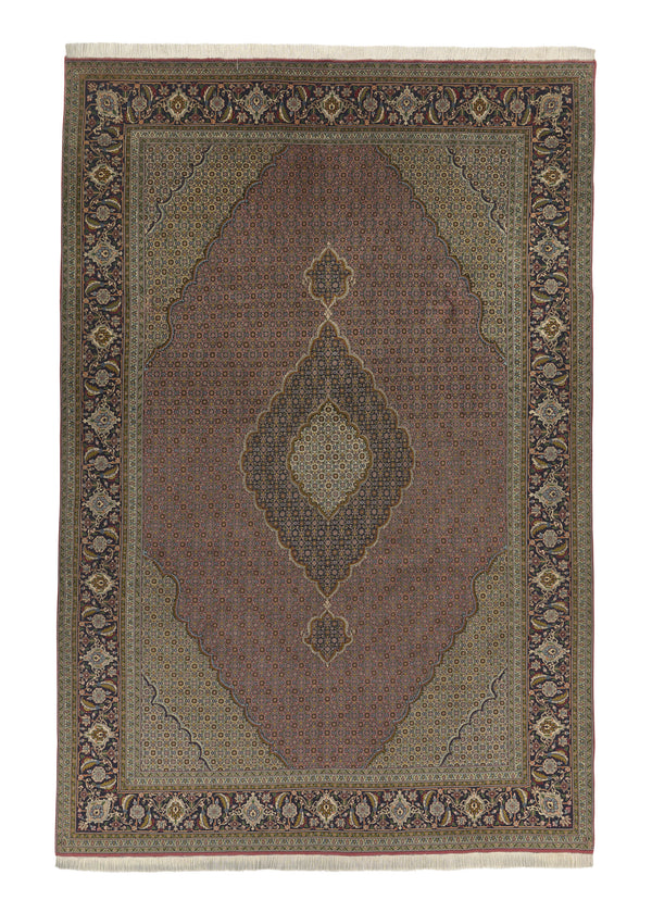 34764 Persian Rug Tabriz Handmade Area Traditional 6'7'' x 9'10'' -7x10- Blue Green Mahi Fish Design