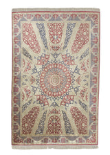34765 Persian Rug Qum Handmade Area Traditional Traditional 4'1'' x 6'3'' -4x6- Red Yellow Gold Blue Dome Design