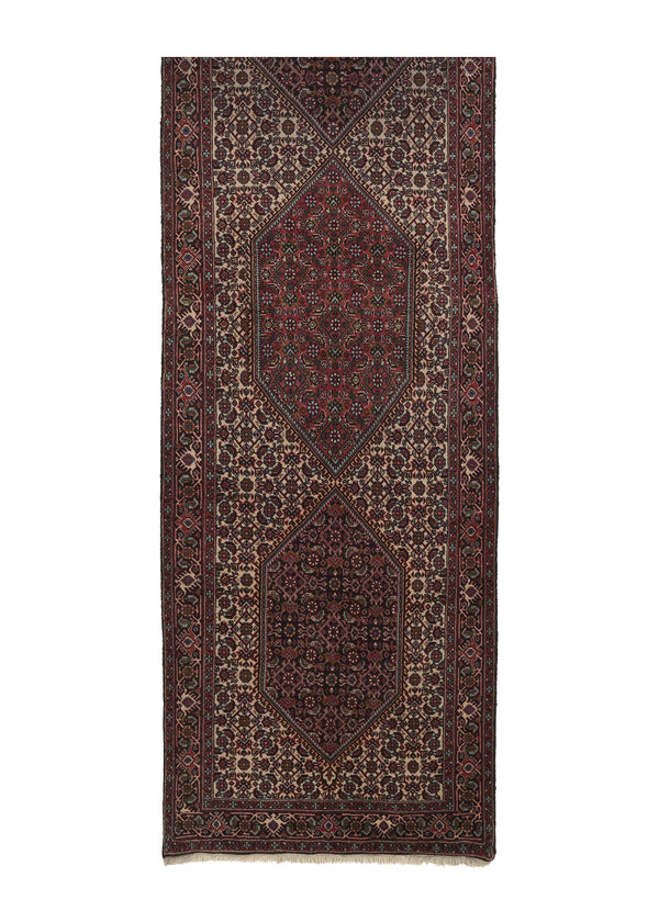 34768 Persian Rug Bijar Handmade Runner Traditional 2'11'' x 36'1'' -3x36- Whites Beige Red Geometric Herati Design