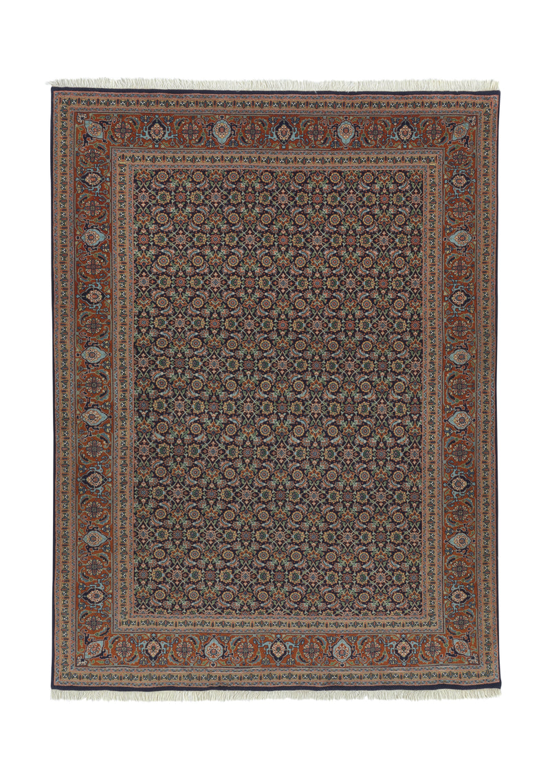34789 Persian Rug Tabriz Handmade Area Traditional 4'9'' x 6'9'' -5x7- Green Black Orange Mahi Fish Design
