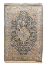 34790 Oriental Rug Kashmiri Handmade Area Traditional 4'2'' x 6'2'' -4x6- Orange Black Floral Design