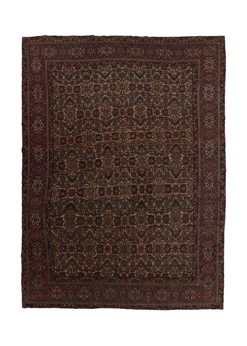 34799 Persian Rug Bakhtiari Handmade Area Tribal Vintage 12'2'' x 17'2'' -12x17- Red Whites Beige Floral Design