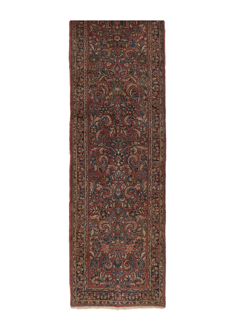 34800 Persian Rug Sarouk Handmade Runner Traditional Vintage 2'8'' x 20'6'' -3x21- Red Floral Design