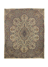 34821 Persian Rug Kerman Handmade Area Traditional 8'2'' x 10'4'' -8x10- Whites Beige Blue Floral Design