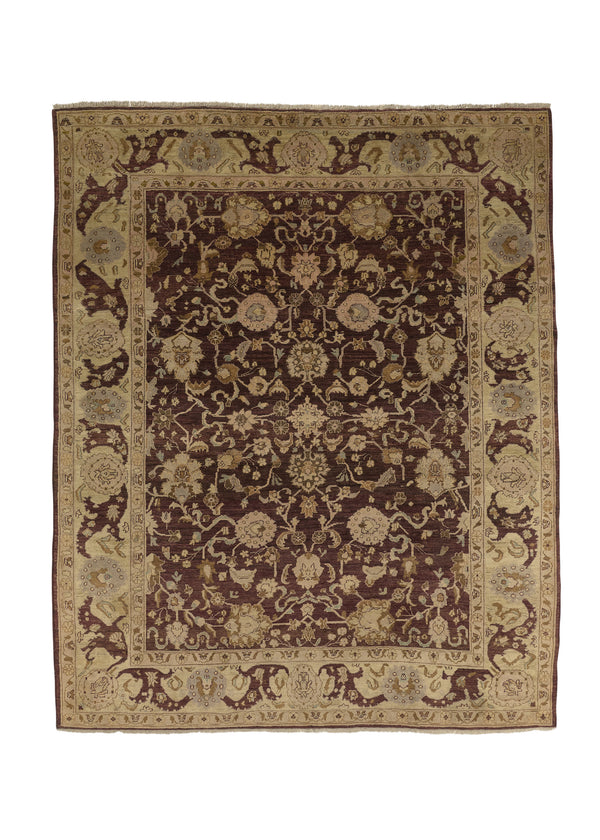 34825 Oriental Rug Pakistani Handmade Area Transitional 7'7'' x 9'8'' -8x10- Brown Whites Beige Oushak Floral Design