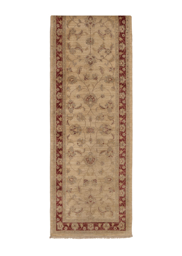 34834 Oriental Rug Pakistani Handmade Runner Transitional 2'7'' x 17'7'' -3x18- Whites Beige Red Floral Oushak Design