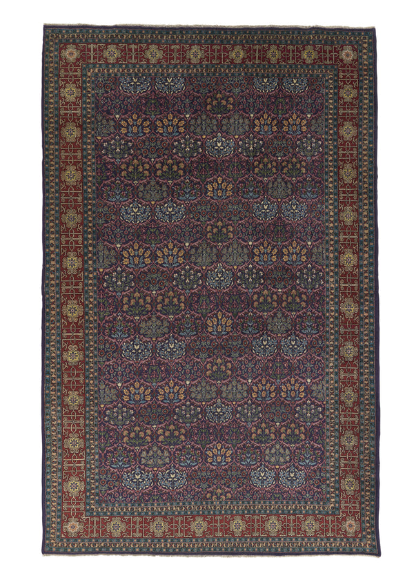 34835 Oriental Rug Turkish Handmade Area Traditional 6'5'' x 10'3'' -6x10- Purple Blue Green Garden Design