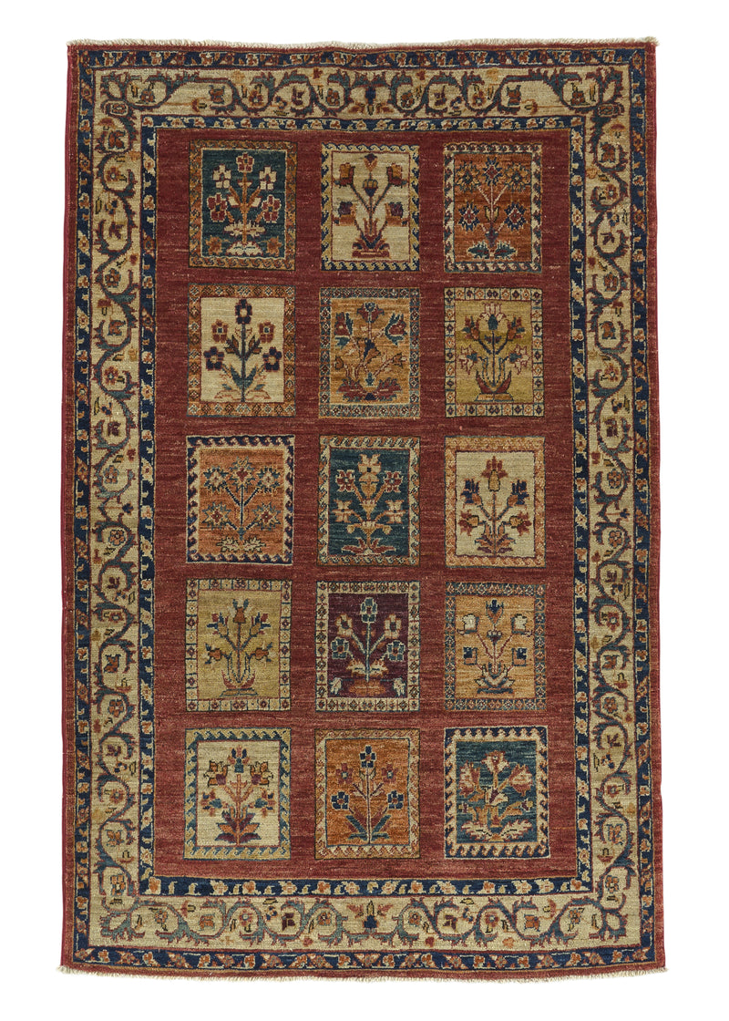 34842 Oriental Rug Pakistani Handmade Area Transitional 3'5'' x 5'3'' -3x5- Multi-color Red Garden Design