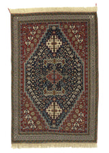 34845 Persian Rug Ghashghaei Handmade Area Tribal 3'4'' x 5'1'' -3x5- Blue Red Geometric Design