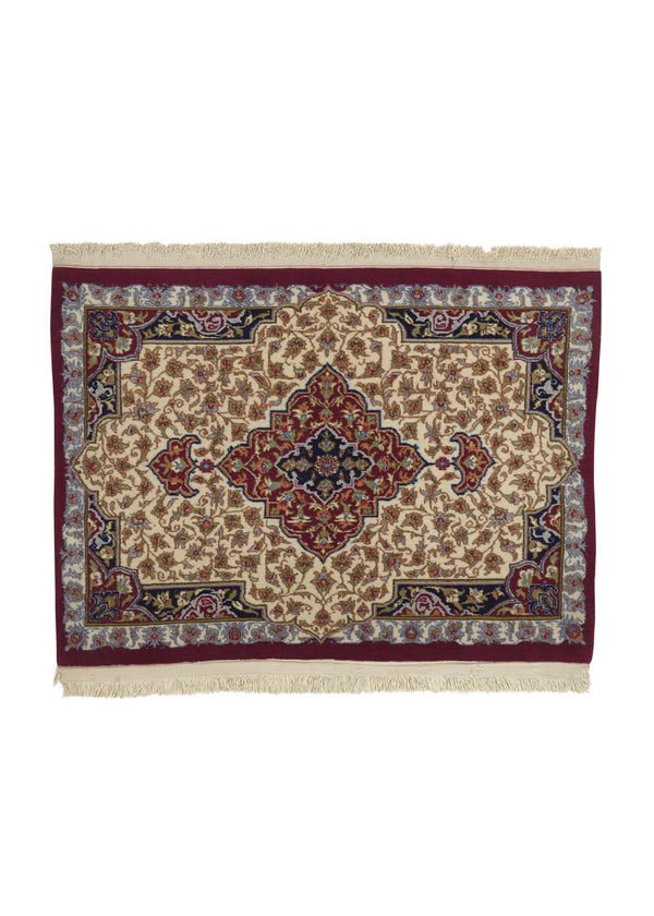 34855 Persian Rug Tabriz Handmade Area Traditional 2'2'' x 3'1'' -2x3- Whites Beige Red Floral Design