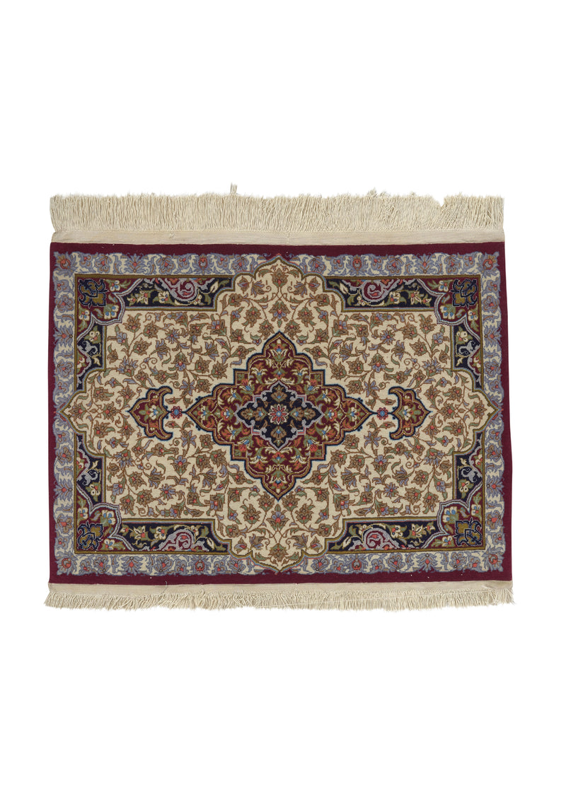 34856 Persian Rug Tabriz Handmade Area Traditional 2'2'' x 3'1'' -2x3- Red Whites Beige Floral Design