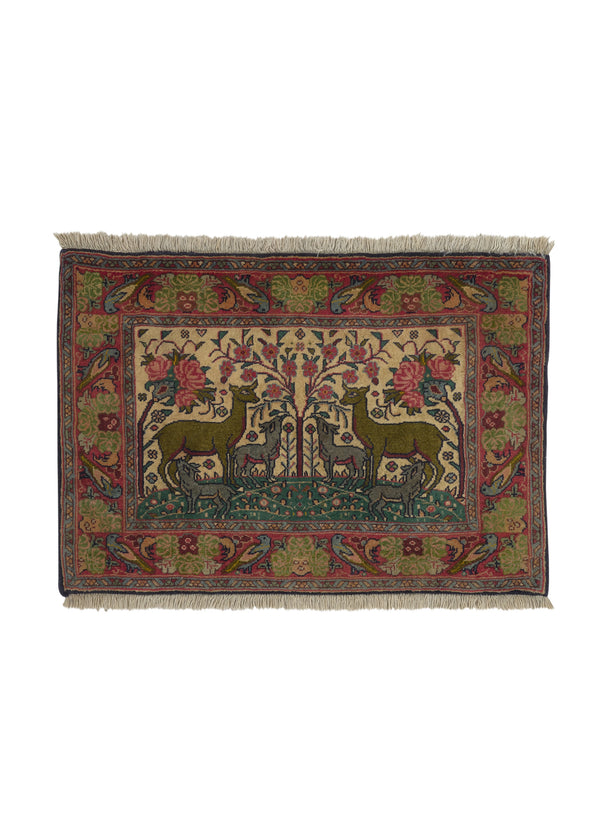 34867 Persian Rug Tabriz Handmade Area Traditional 1'8'' x 2'4'' -2x2- Multi-color Pictorial Design
