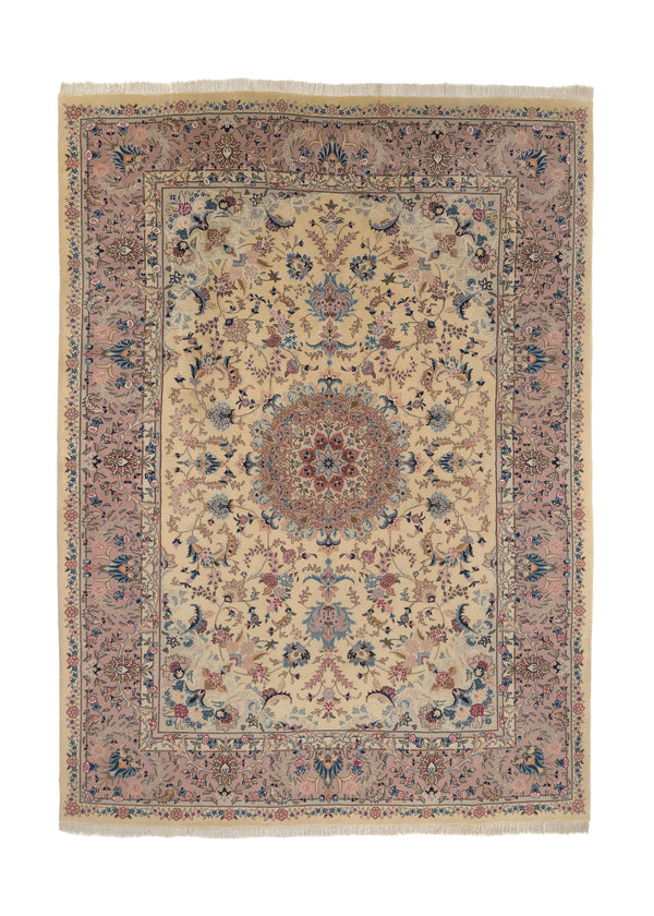 34884 Persian Rug Kashmar Handmade Area Traditional 8'1'' x 11'2'' -8x11- Whites Beige Purple Floral Design