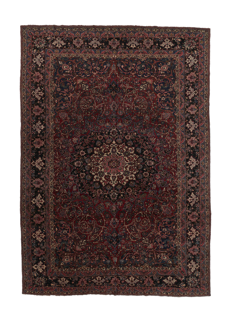 34887 Persian Rug Bakhtiari Handmade Area Tribal 10'7'' x 15'0'' -11x15- Red Blue Floral Design