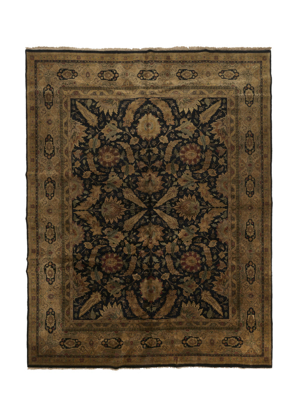 34914 Oriental Rug Indian Handmade Area Transitional 11'11'' x 15'10'' -12x16- Whites Beige Black Jaipur Floral Design