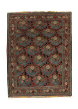 34916 Persian Rug Senneh Handmade Area Tribal Traditional 5'1'' x 6'5'' -5x6- Pink Blue Floral Gol Farang Design