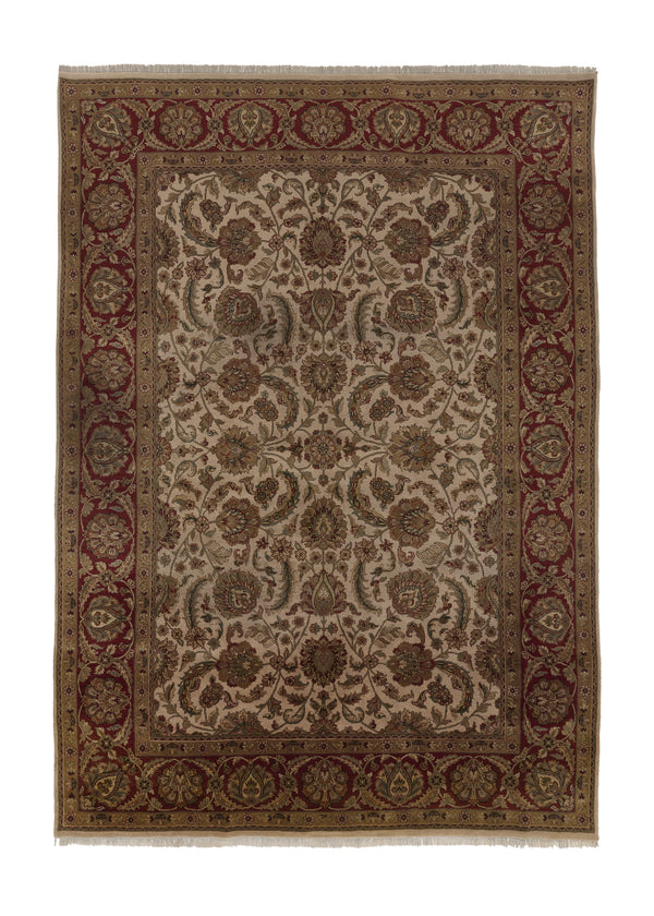 34923 Oriental Rug Indian Handmade Area Transitional 9'10'' x 14'2'' -10x14- Whites Beige Red Jaipur Floral Design