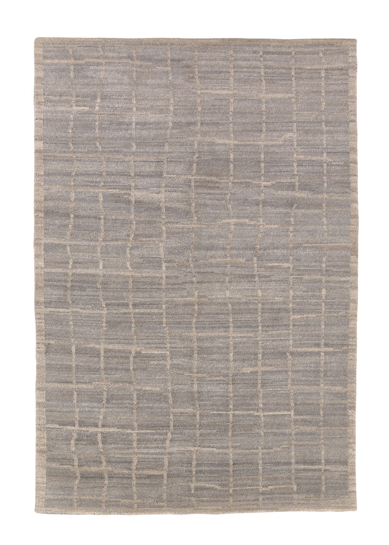 34933 Oriental Rug Indian Handmade Area Modern 4'2'' x 6'3'' -4x6- Gray Lattice Design