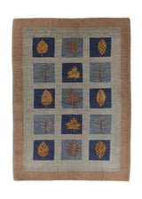 34935 Persian Rug Gabbeh Handmade Area Tribal 5'8'' x 7'9'' -6x8- Blue Whites Beige Pictorial Design