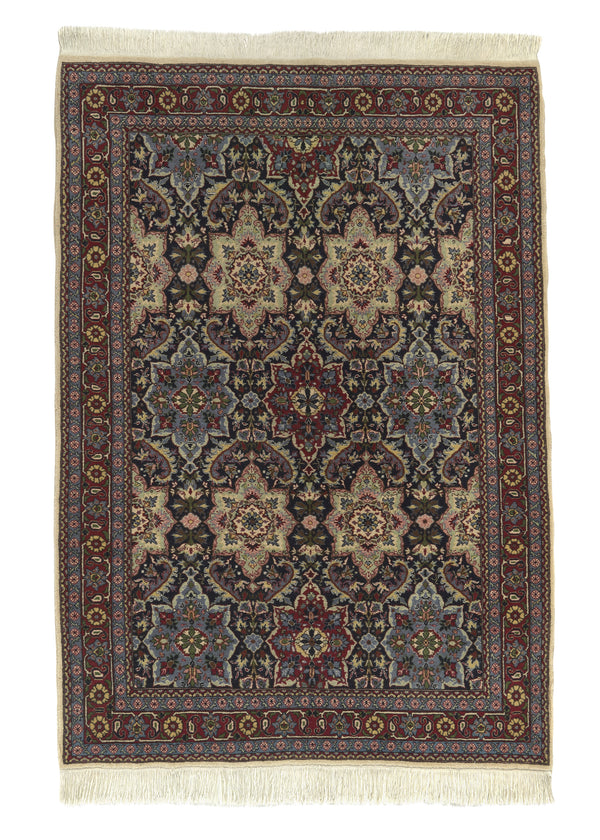 34939 Oriental Rug Turkish Handmade Area Traditional 4'4'' x 6'3'' -4x6- Blue Floral Design
