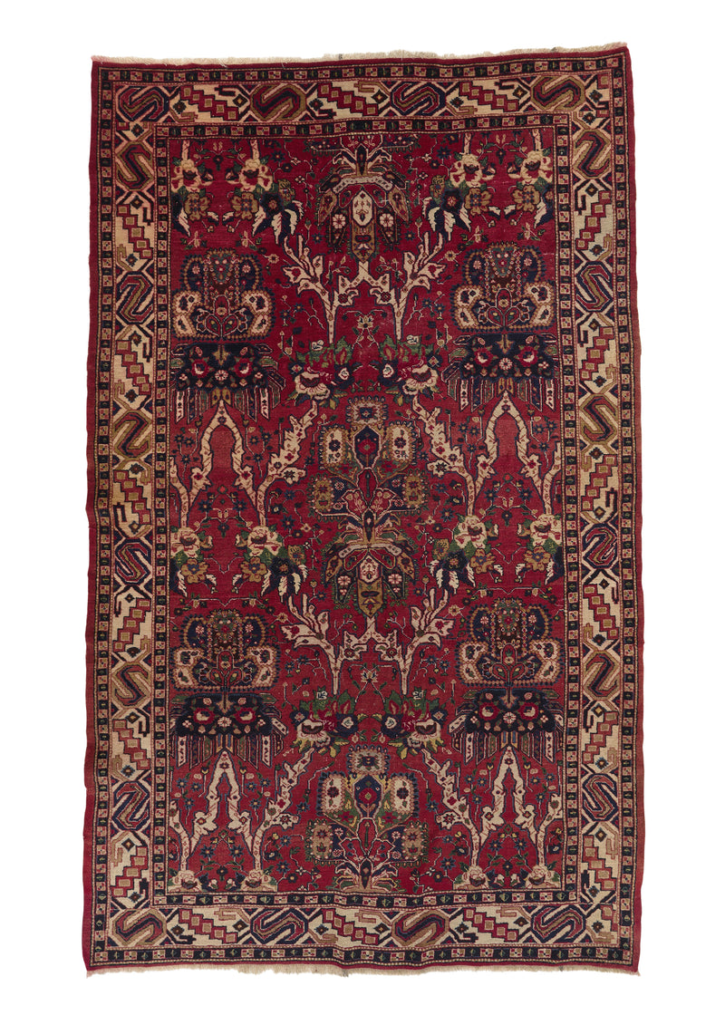 34942 Persian Rug Ardabil Handmade Area Tribal 5'6'' x 9'0'' -6x9- Red Floral Design