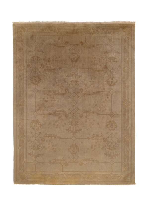 34943 Oriental Rug Nepalese Handmade Area Transitional Neutral 9'0'' x 12'0'' -9x12- Whites Beige Geometric Design