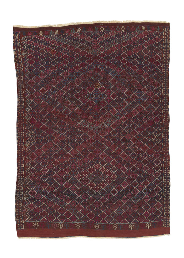 34950 Oriental Rug Turkish Handmade Area Traditional 6'1'' x 8'6'' -6x9- Orange Blue Floral Design