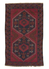 34959 Oriental Rug Turkish Handmade Area Tribal 3'4'' x 5'9'' -3x6- Red Geometric Design