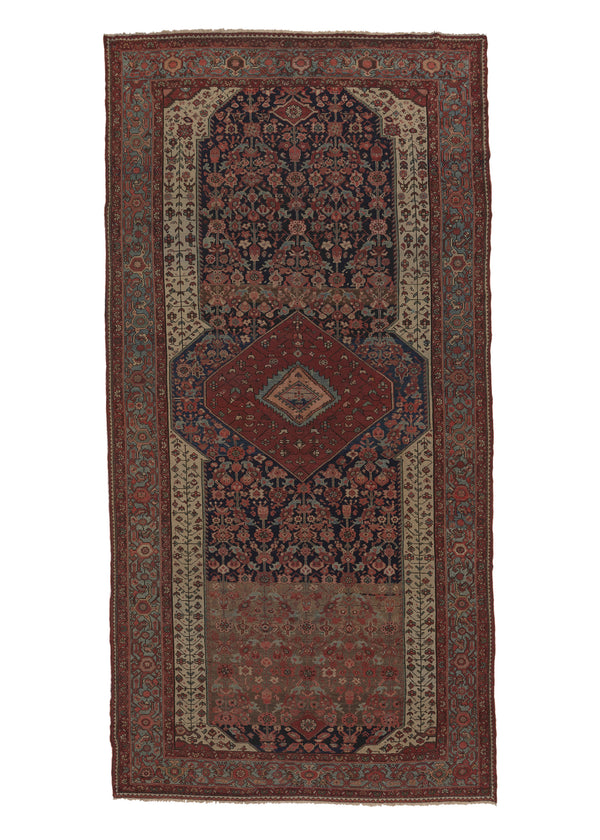 34966 Persian Rug Malayer Handmade Area Antique Tribal 6'5'' x 12'7'' -6x13- Blue Red Geometric Design