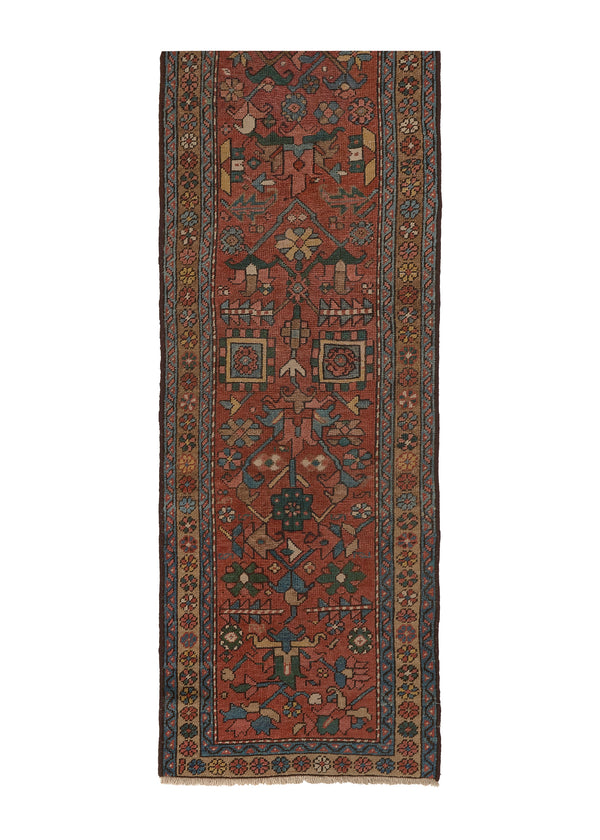 34967 Persian Rug Gharajeh Handmade Runner Tribal Vintage 2'3'' x 8'5'' -2x8- Red Floral Design