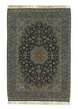 34972 Persian Rug Isfahan Handmade Area Traditional 3'7'' x 5'3'' -4x5- Blue Floral Design