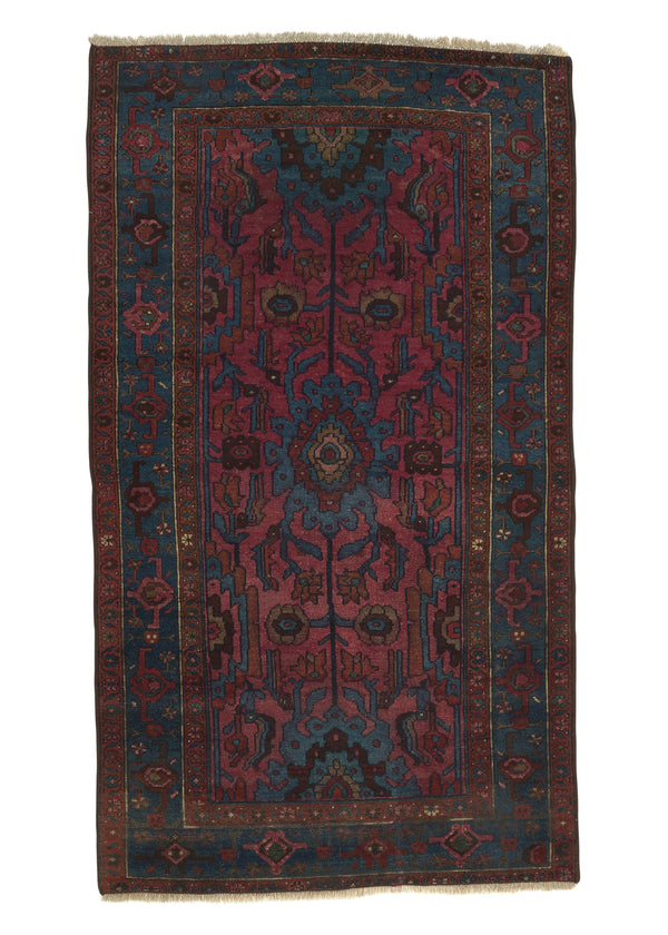 34982 Persian Rug Malayer Handmade Area Runner Antique Tribal 3'4'' x 5'10'' -3x6- Blue Red Floral Design