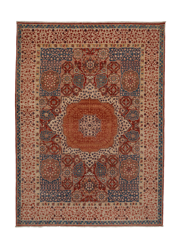 34994 Oriental Rug Pakistani Handmade Area Transitional 5'8'' x 7'8'' -6x8- Orange Whites Beige Mamluk Design