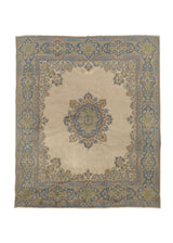 34995 Persian Rug Kerman Handmade Area Traditional 8'1'' x 9'7'' -8x10- Whites Beige Blue Open Field Floral Design