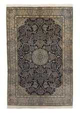 35002 Persian Rug Nain Handmade Area Traditional 7'3'' x 11'0'' -7x11- Blue Whites Beige Floral Design